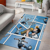 Argentina Football Area Rug Goat Comic Style Sun Of May