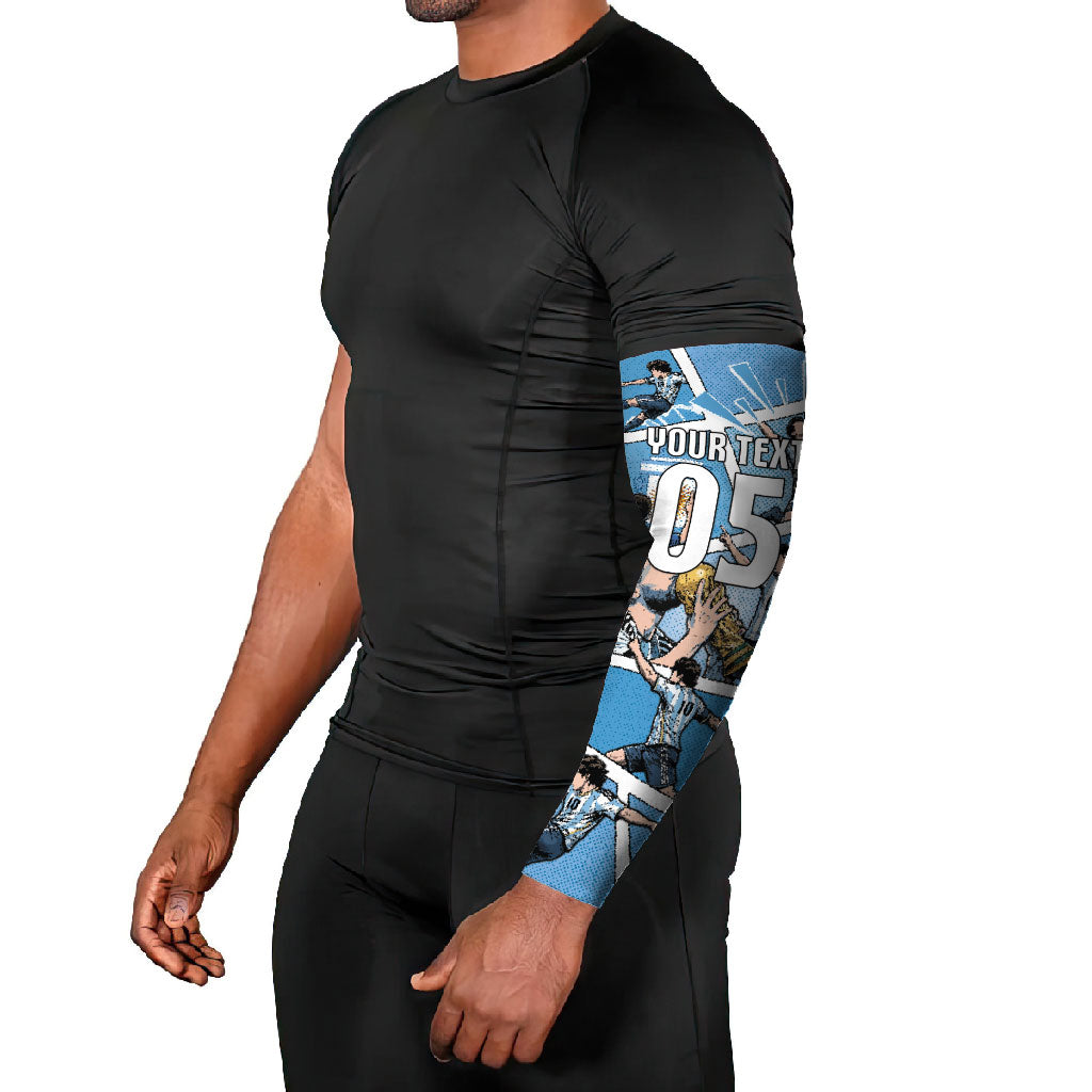 Custom Argentina Football Arm Sleeves Goat Comic Style Sun Of May