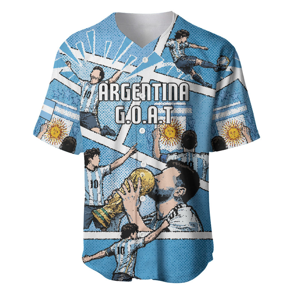 Custom Argentina Football Baseball Jersey Goat Comic Style Sun Of May