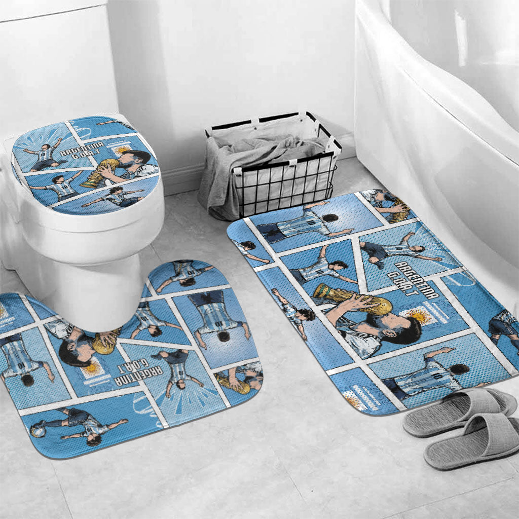 Argentina Football Bathroom Set Goat Comic Style Sun Of May