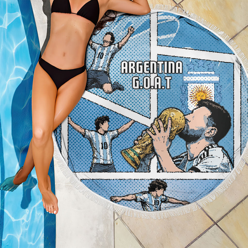 Argentina Football Beach Blanket Goat Comic Style Sun Of May