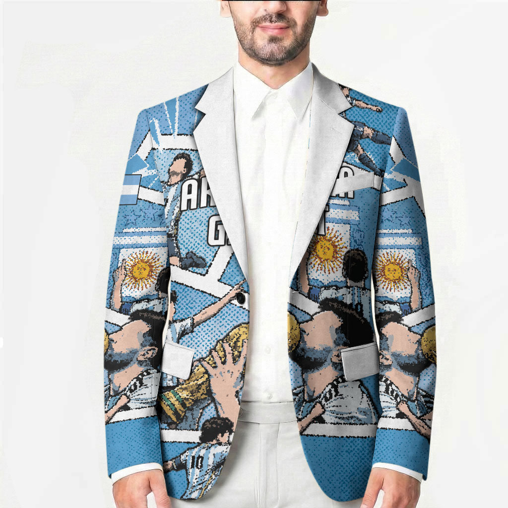 Custom Argentina Football Blazer Goat Comic Style Sun Of May