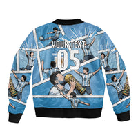 Custom Argentina Football Bomber Jacket Goat Comic Style Sun Of May