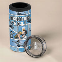 Custom Argentina Football 4 in 1 Can Cooler Tumbler Goat Comic Style Sun Of May