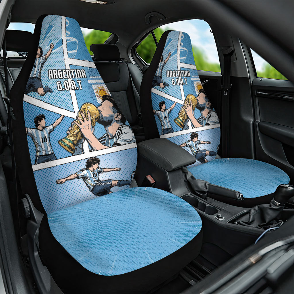 Argentina Football Car Seat Cover Goat Comic Style Sun Of May