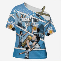 Custom Argentina Football Cross Shoulder Shirt Goat Comic Style Sun Of May