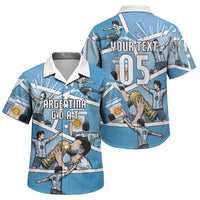 Custom Argentina Football Family Matching Off Shoulder Maxi Dress and Hawaiian Shirt Goat Comic Style Sun Of May