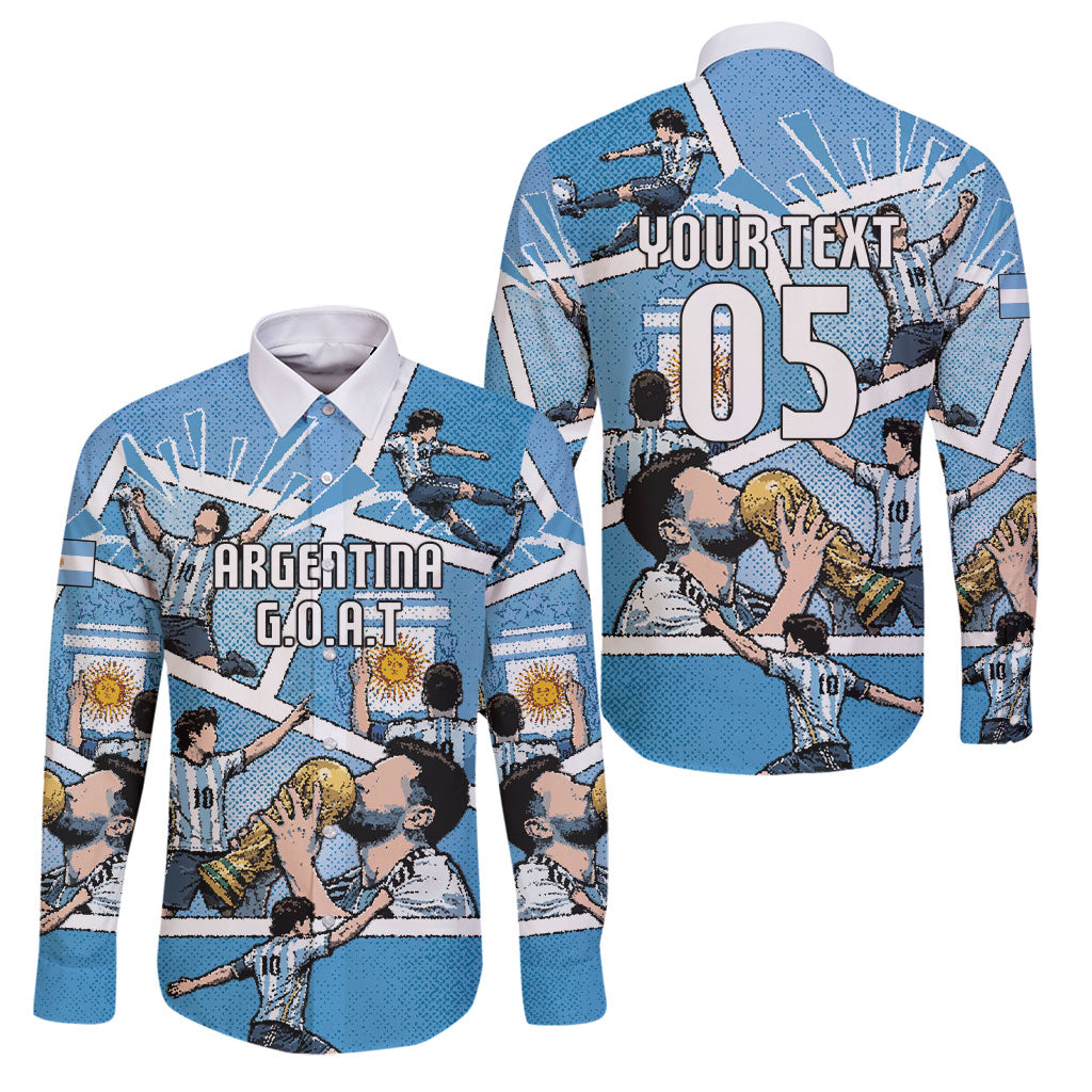 Custom Argentina Football Family Matching Puletasi and Hawaiian Shirt Goat Comic Style Sun Of May