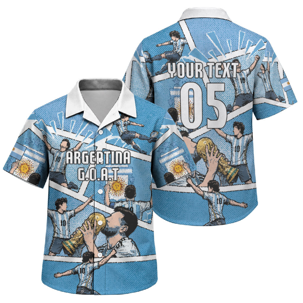 Custom Argentina Football Family Matching Tank Maxi Dress and Hawaiian Shirt Goat Comic Style Sun Of May