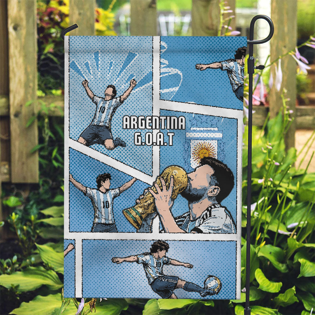 Argentina Football Garden Flag Goat Comic Style Sun Of May