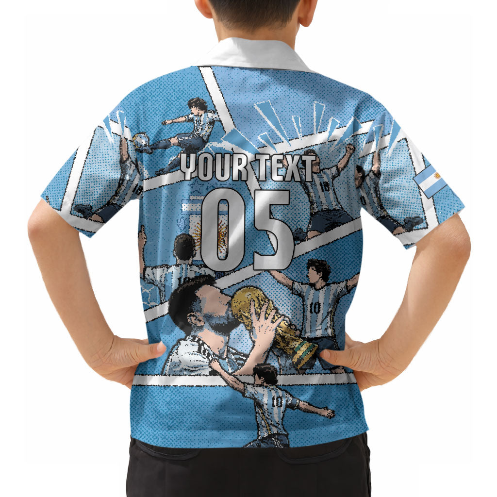 Custom Argentina Football Hawaiian Shirt Goat Comic Style Sun Of May