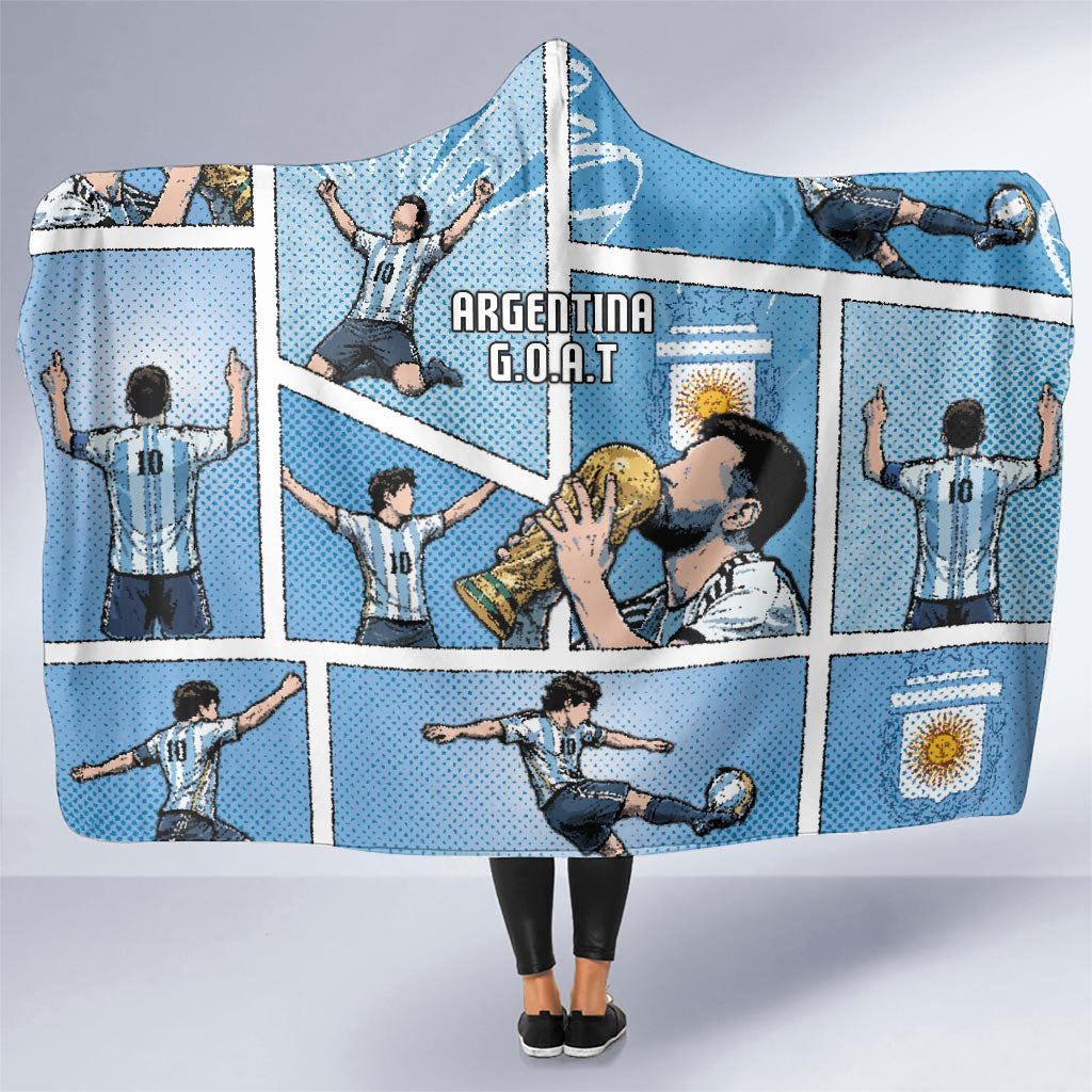 Argentina Football Hooded Blanket Goat Comic Style Sun Of May