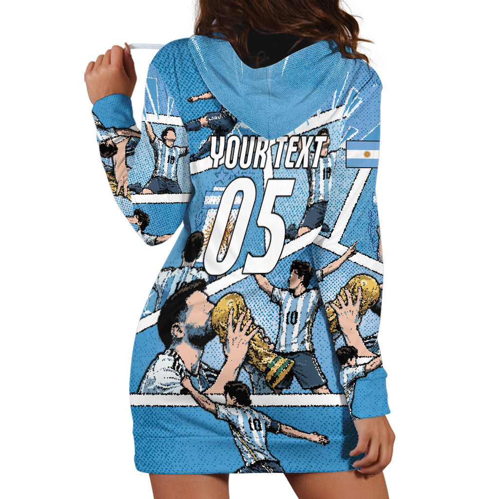 Custom Argentina Football Hoodie Dress Goat Comic Style Sun Of May