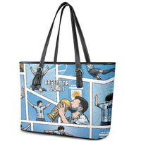 Argentina Football Leather Tote Bag Goat Comic Style Sun Of May