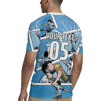 Custom Argentina Football Rugby Jersey Goat Comic Style Sun Of May