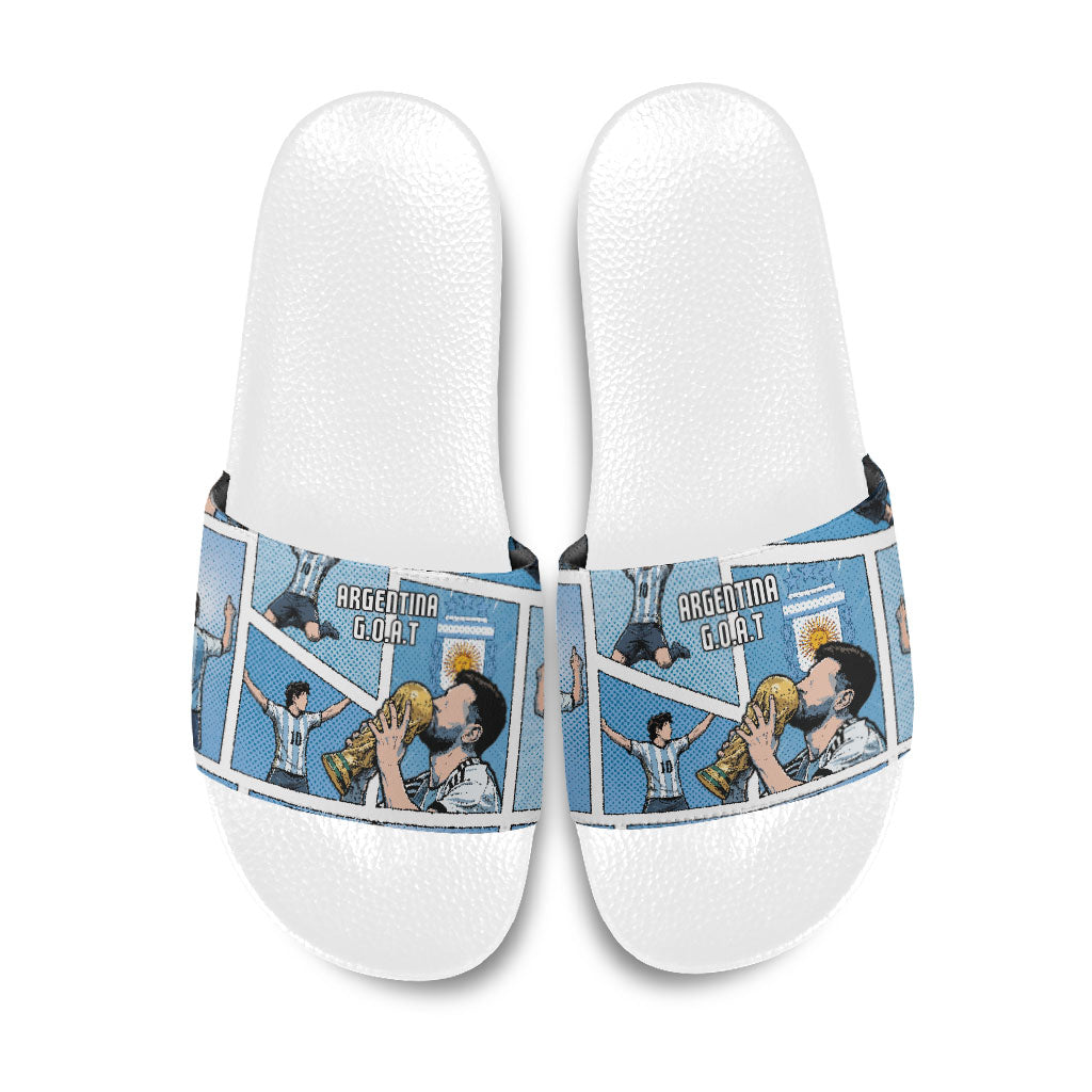 Argentina Football Slide Sandals Goat Comic Style Sun Of May