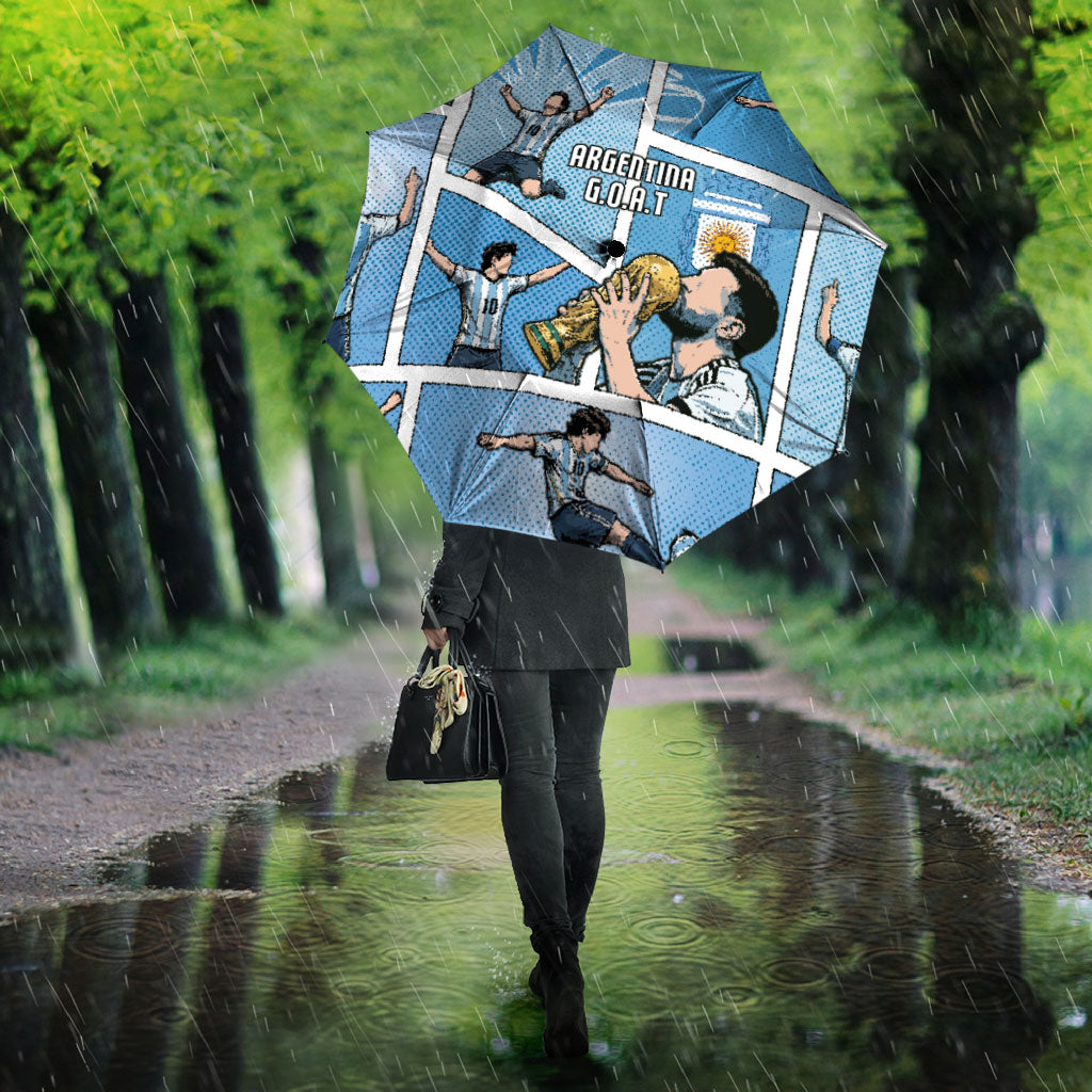 Argentina Football Umbrella Goat Comic Style Sun Of May