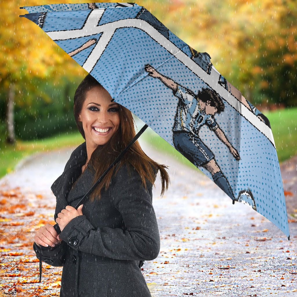Argentina Football Umbrella Goat Comic Style Sun Of May