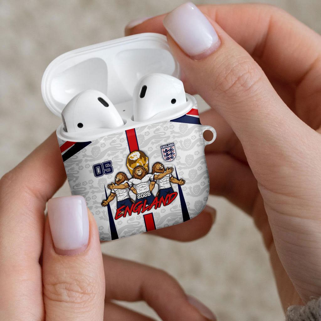 Custom England Football AirPods Case Three Lions Trophy St George Cross