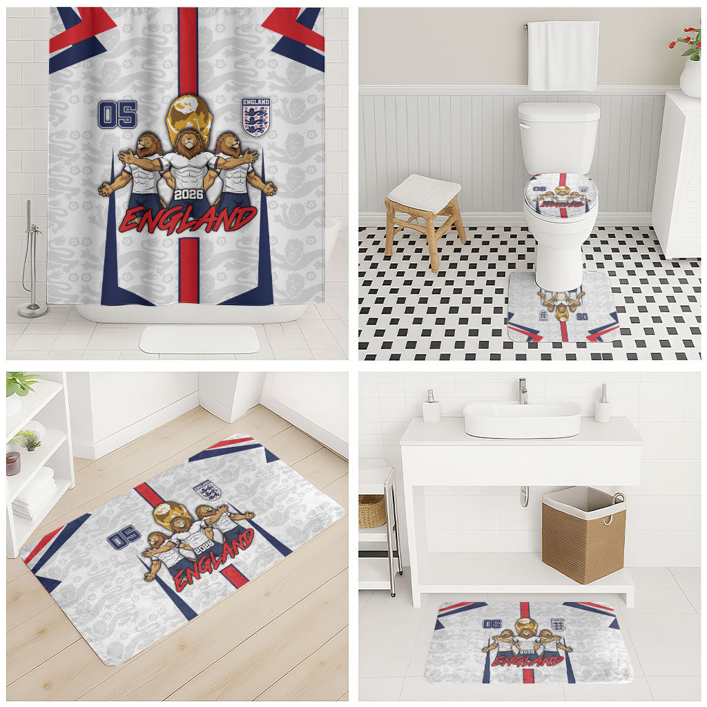 Custom England Football Bathroom Set Three Lions Trophy St George Cross