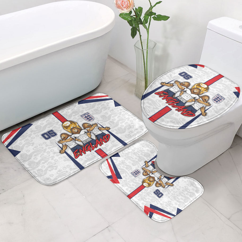 Custom England Football Bathroom Set Three Lions Trophy St George Cross