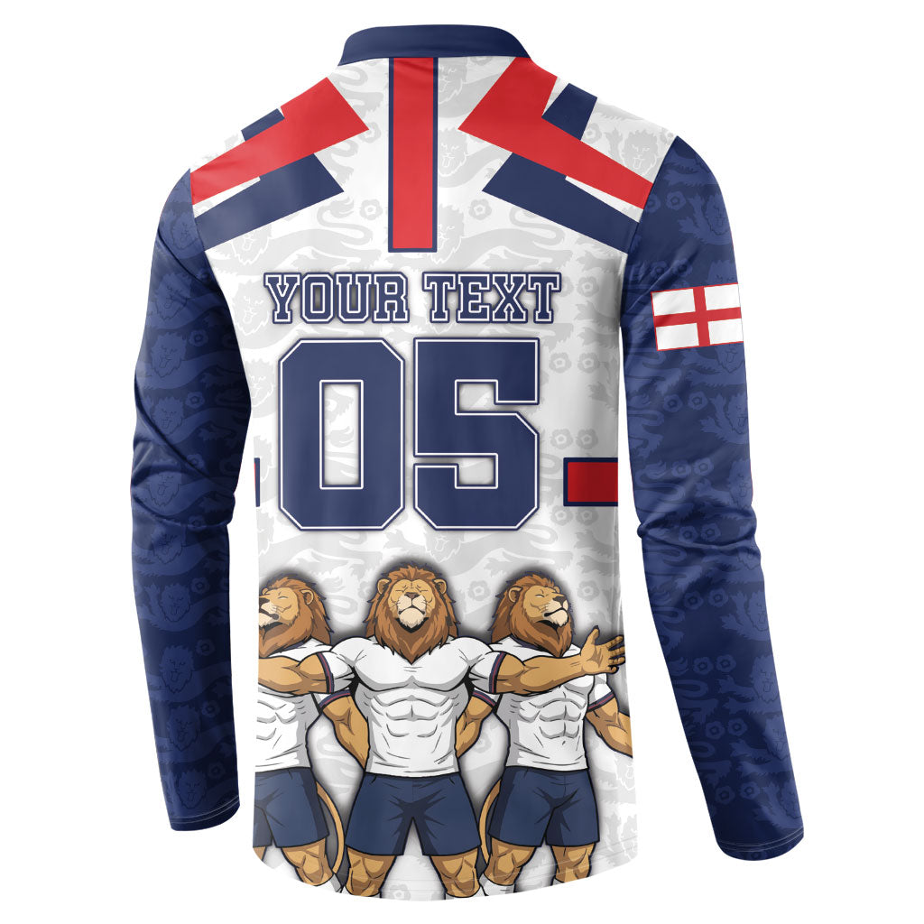 Custom England Football Button Sweatshirt Three Lions Trophy St George Cross