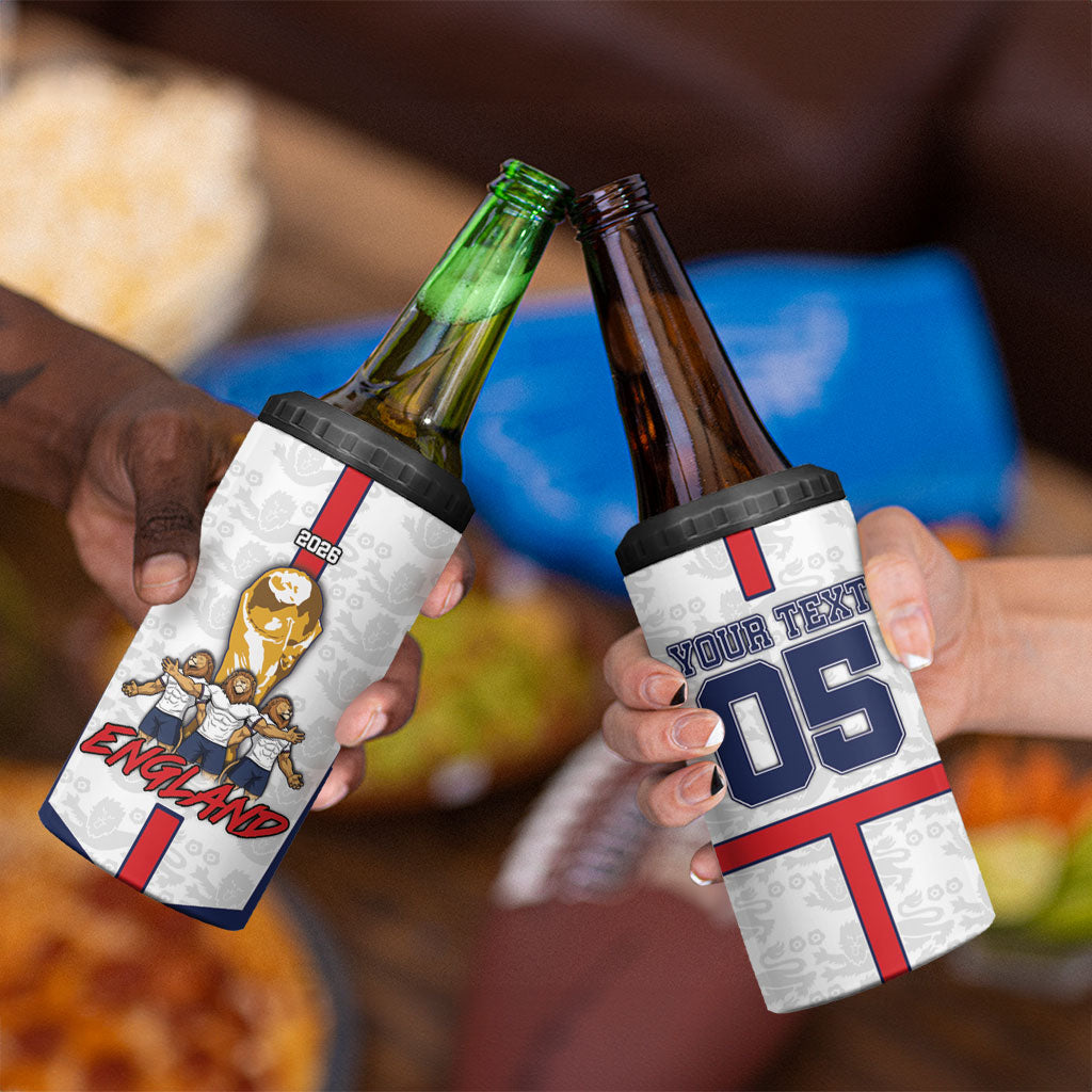 Custom England Football 4 in 1 Can Cooler Tumbler Three Lions Trophy St George Cross