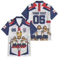 Custom England Football Family Matching Long Sleeve Bodycon Dress and Hawaiian Shirt Three Lions Trophy St George Cross