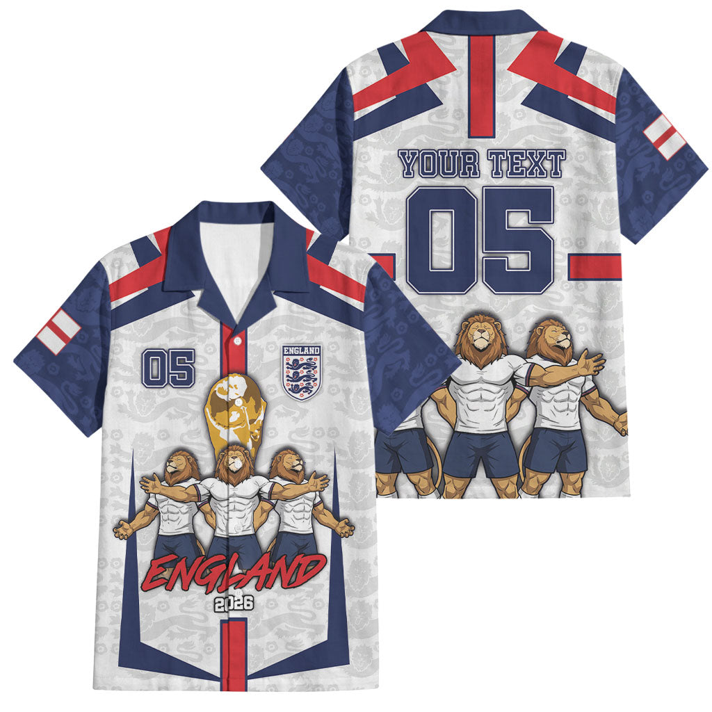 Custom England Football Family Matching Off Shoulder Short Dress and Hawaiian Shirt Three Lions Trophy St George Cross