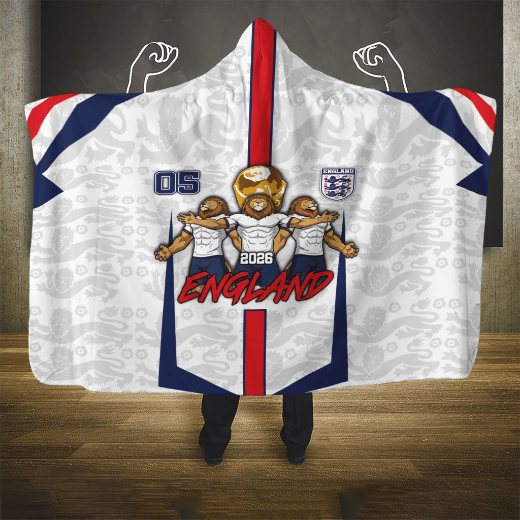 Custom England Football Hooded Blanket Three Lions Trophy St George Cross
