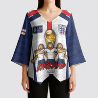 Custom England Football Kimono Sleeve Blouse Three Lions Trophy St George Cross