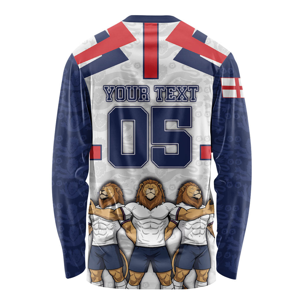 Custom England Football Long Sleeve Shirt Three Lions Trophy St George Cross