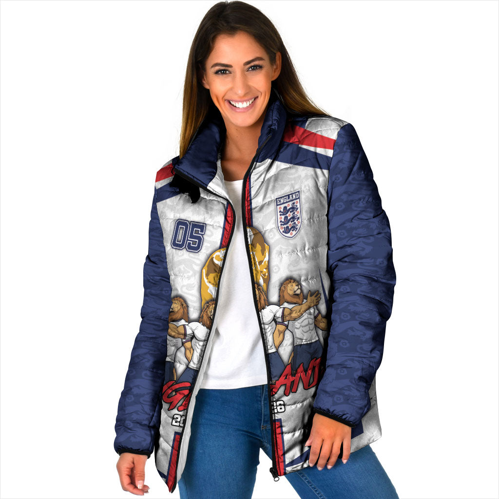 Custom England Football Padded Jacket Three Lions Trophy St George Cross