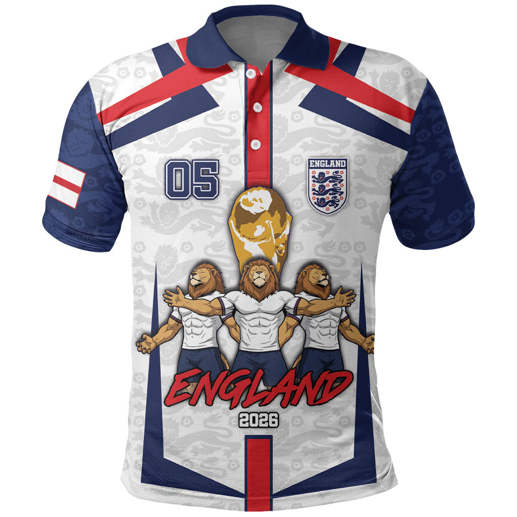 Custom England Football Polo Shirt Three Lions Trophy St George Cross