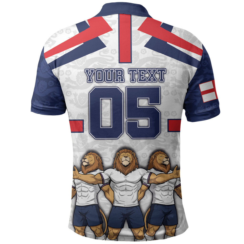 Custom England Football Polo Shirt Three Lions Trophy St George Cross