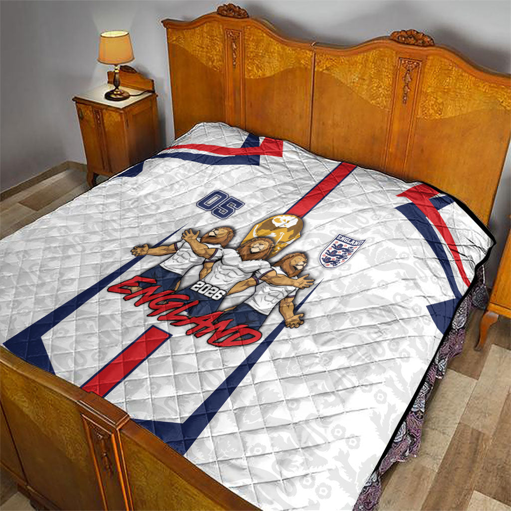 Custom England Football Quilt Three Lions Trophy St George Cross