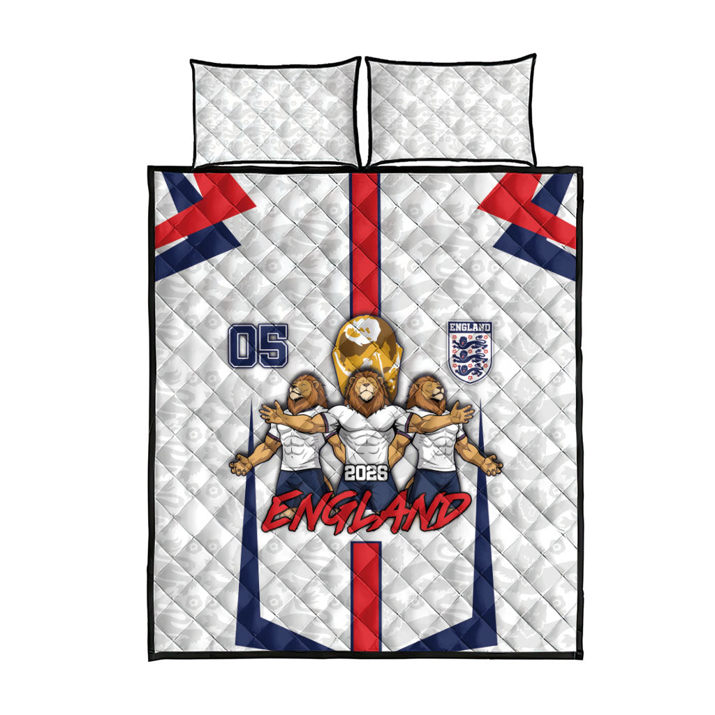 Custom England Football Quilt Bed Set Three Lions Trophy St George Cross