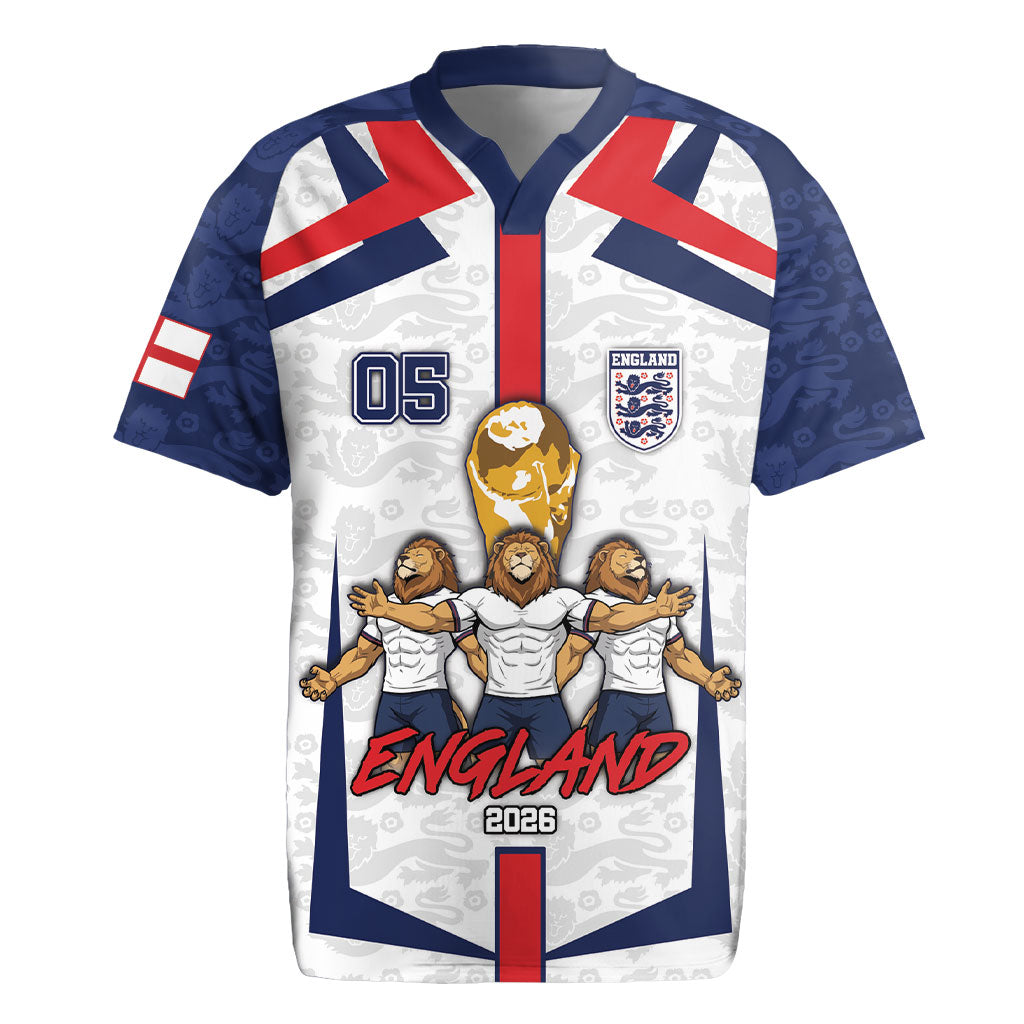 Custom England Football Rugby Jersey Three Lions Trophy St George Cross