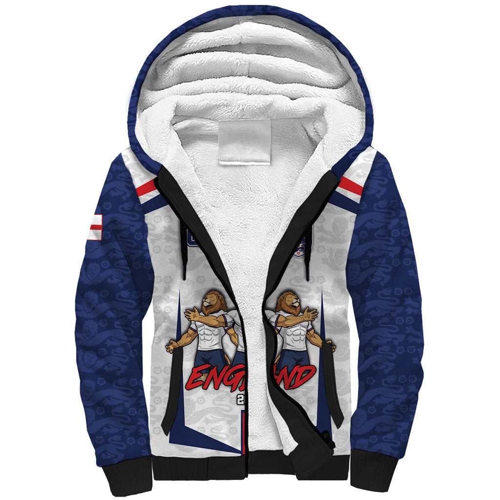 Custom England Football Sherpa Hoodie Three Lions Trophy St George Cross