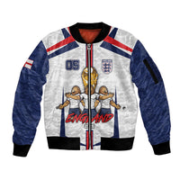 Custom England Football Sleeve Zip Bomber Jacket Three Lions Trophy St George Cross