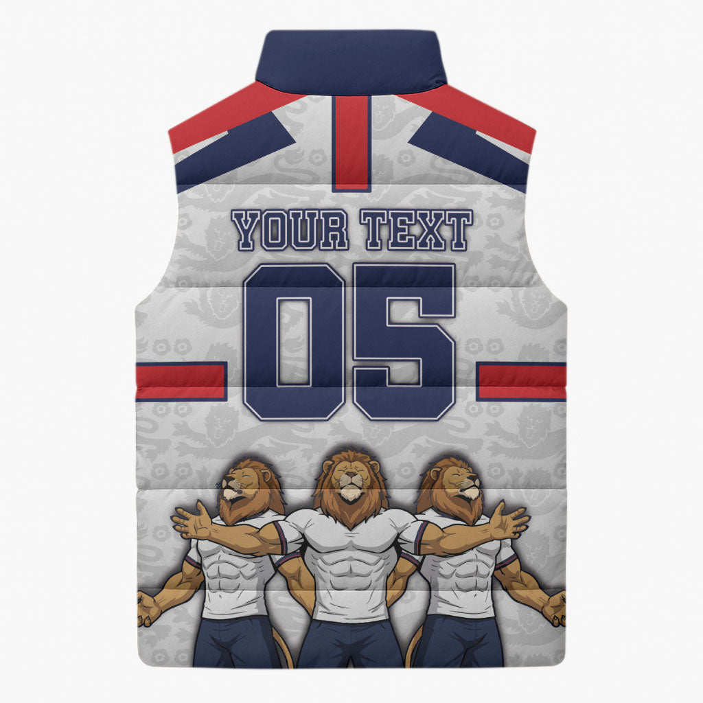 Custom England Football Sleeveless Puffer Jacket Three Lions Trophy St George Cross