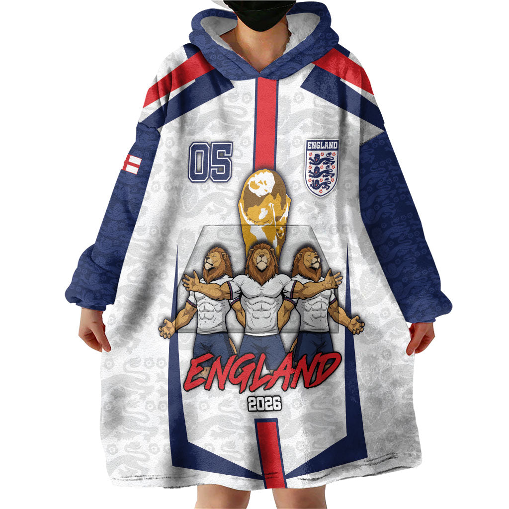 Custom England Football Wearable Blanket Hoodie Three Lions Trophy St George Cross