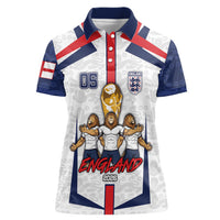 Custom England Football Women Polo Shirt Three Lions Trophy St George Cross