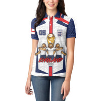 Custom England Football Women Polo Shirt Three Lions Trophy St George Cross