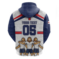 Custom England Football Zip Hoodie Three Lions Trophy St George Cross