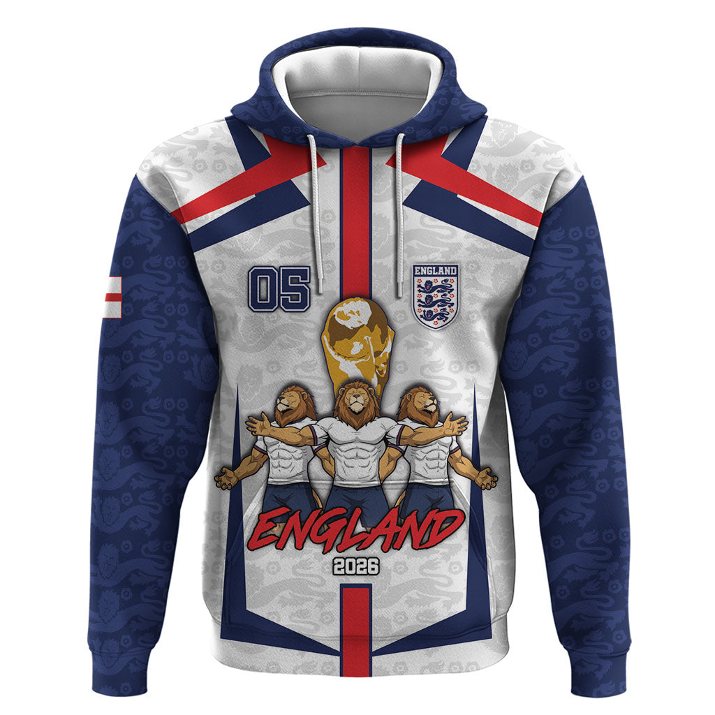 Custom England Football Zip Hoodie Three Lions Trophy St George Cross