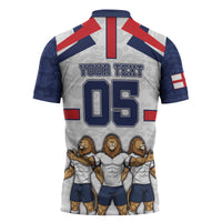 Custom England Football Zipper Polo Shirt Three Lions Trophy St George Cross