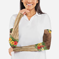 Muscle Hairy Hawaii 3D Funny Graphic Arm Sleeves Six Pack Abs Flower Lei Luau Prank DT05 - Polynesian Pride