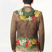 Muscle Hairy Hawaii 3D Funny Graphic Blazer Six Pack Abs Flower Lei Luau Prank DT05 - Polynesian Pride