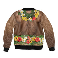 Muscle Hairy Hawaii 3D Funny Graphic Bomber Jacket Six Pack Abs Flower Lei Luau Prank DT05 - Polynesian Pride